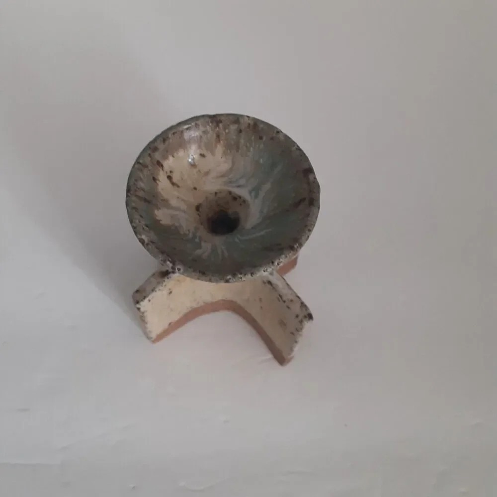 Stone Over Iron Candle Holder Japandi Eclectic Unique